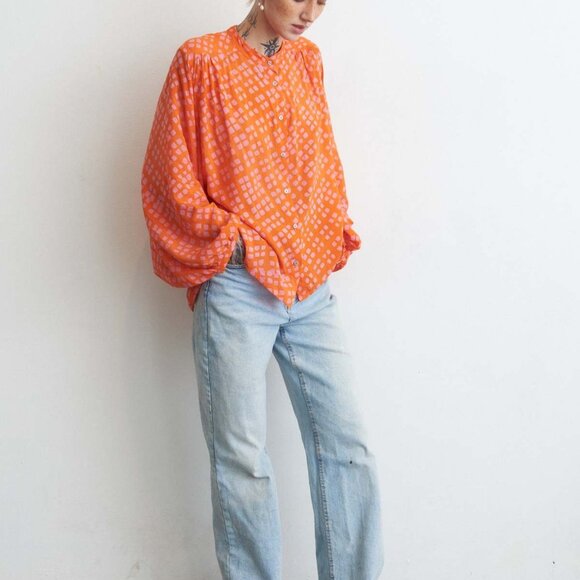 Osei Duro Flouncy Blouse in Sugar Cube Pattern Sz 1 - Picture 4 of 10